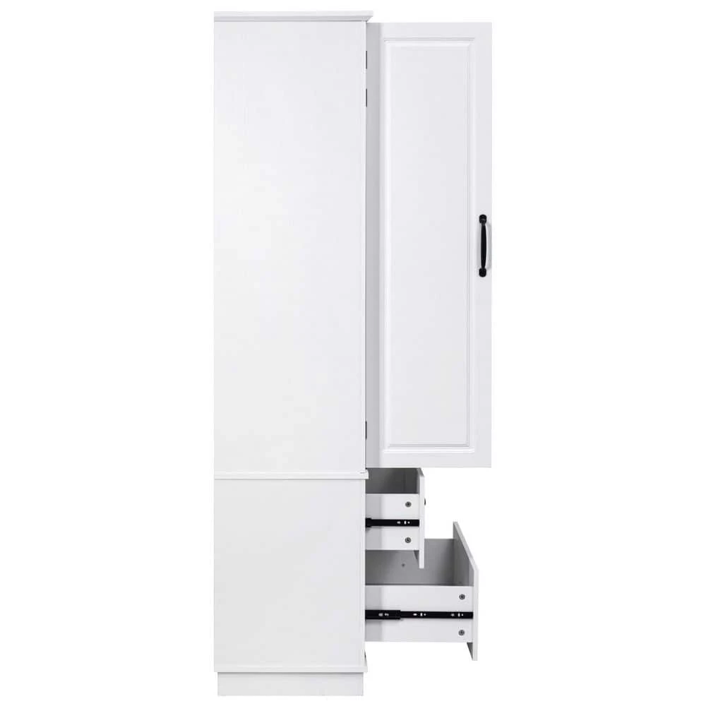 15.80 In. W X 30.30 In. D X 70.98 In. H White MDF Freestanding Linen Cabinet With 3-Shelves And 2-Drawers In White 7 15.80 In. W X 30.30 In. D X 70.98 In. H White MDF Freestanding Linen Cabinet With 3-Shelves And 2-Drawers In White - Image 7