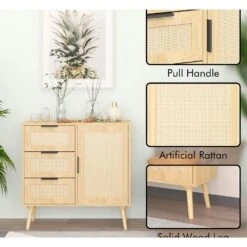 Modern Rattan Wood Dresser Wood Storage Cabinet Sideboard For Bedroom, Living Room, Entryway, Hallway -FURITURE SALE SHOP antique natural rattan tahanbath pantry organizers z w808p212693 4f 1000