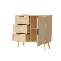 Modern Rattan Wood Dresser Wood Storage Cabinet Sideboard For Bedroom, Living Room, Entryway, Hallway -FURITURE SALE SHOP antique natural rattan tahanbath pantry organizers z w808p212693 fa 1000