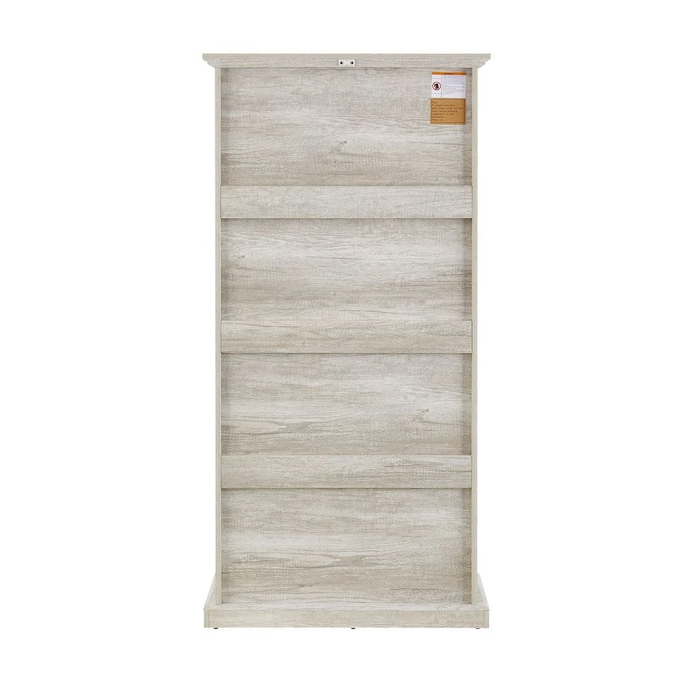 4-Tier White Glass Display Cabinet: Ideal For Living Room With Flip-up Glass Doors 2 4-Tier White Glass Display Cabinet: Ideal For Living Room With Flip-up Glass Doors - Image 2