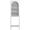 5-Tier Metal Glass Door Cabinet With 3 Adjustable Shelves, White-For Home Areas