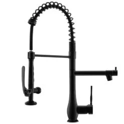 22 In. 360° Spout Swivel Kitchen Faucet Pull Down Sprayer Black And Nickel, Single Handle Kitchen Sink Faucet