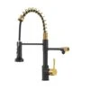 Single Handle Pull Down Sprayer Kitchen Faucet In Black+Gold