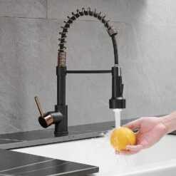 LED Commercial Kitchen Faucet With Pull Down Sprayer, Single Handle Single Lever Kitchen Sink Faucet -FURITURE SALE SHOP black gold tahanbath pull down kitchen faucets z w1932p171738 31 1000