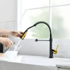 Commercial Black And Nickel Gold Kitchen Faucet With Pull Out Sprayer, Single Handle Single Lever Kitchen Sink Faucet 10 Commercial Black And Nickel Gold Kitchen Faucet With Pull Out Sprayer, Single Handle Single Lever Kitchen Sink Faucet -FURITURE SALE SHOP black gold tahanbath pull down kitchen faucets z w1932p180032 1f 1000