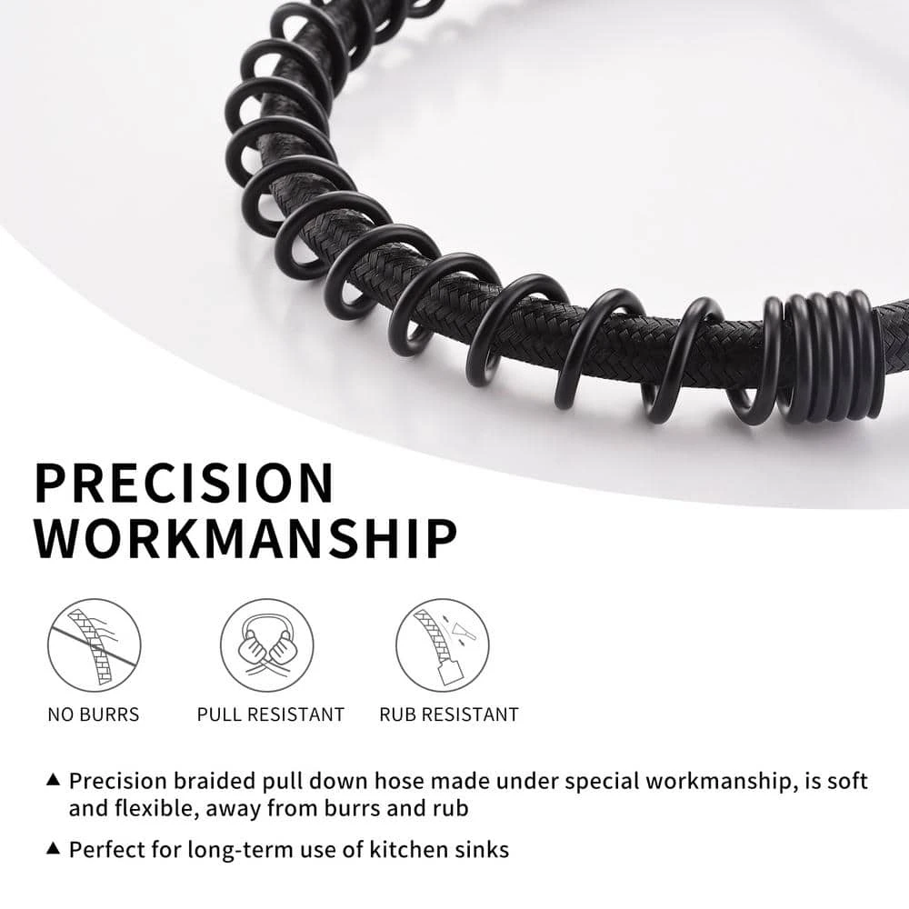 Commercial Black And Nickel Gold Kitchen Faucet With Pull Out Sprayer, Single Handle Single Lever Kitchen Sink Faucet 7 Commercial Black And Nickel Gold Kitchen Faucet With Pull Out Sprayer, Single Handle Single Lever Kitchen Sink Faucet - Image 7