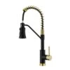18.7 In Single Handle Pull Out Sprayer 360 Degree Spout Swivel Kitchen Faucet In Matte Black And Gold