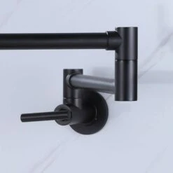Wall Mounted Pot Filler Faucet 2 Handle With Double Joint Stretchable Folding Arm In Black -FURITURE SALE SHOP black pot fillers rb1013 ll 1f 1000