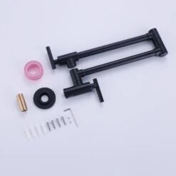 Wall Mounted Pot Filler Faucet 2 Handle With Double Joint Stretchable Folding Arm In Black -FURITURE SALE SHOP black pot fillers rb1013 ll 4f 1000