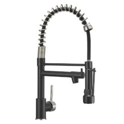 Single Handle Pull Down Sprayer Kitchen Faucet In Black Plus Silver