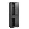 14.50 In. W X 23.30 In. D X 66.90 In. H Bathroom Storage Wall Cabinet In Black
