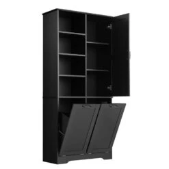 14.00 In. W X 31.00 In. D X 68.00 In. H Bathroom Storage Wall Cabinet In Black -FURITURE SALE SHOP black tahanbath bathroom wall cabinets z n725p208543b 44 1000