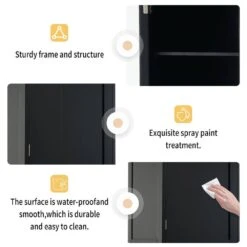 14.21 In. W X 17.76 In. D X 62.99 In. H Bathroom Storage Wall Cabinet In Black -FURITURE SALE SHOP black tahanbath bathroom wall cabinets z n729p171305b fa 1000