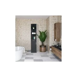 12.29 In. W X 13.38 In. D X 70.27 In. H Bathroom Storage Wall Cabinet With 1-Door And Drawer 3-Compartments In Black -FURITURE SALE SHOP black tahanbath bathroom wall cabinets z w1673p176221 31 1000