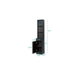 12.29 In. W X 13.38 In. D X 70.27 In. H Bathroom Storage Wall Cabinet With 1-Door And Drawer 3-Compartments In Black -FURITURE SALE SHOP black tahanbath bathroom wall cabinets z w1673p176221 4f 1000