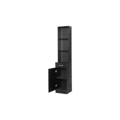 12.29 In. W X 13.38 In. D X 70.27 In. H Bathroom Storage Wall Cabinet With 1-Door And Drawer 3-Compartments In Black -FURITURE SALE SHOP black tahanbath bathroom wall cabinets z w1673p176221 c3 1000