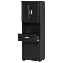 16.29 In. W X 24.72 In. D X 69.92 In. H Bathroom Storage Wall Cabinet In Black -FURITURE SALE SHOP black tahanbath bathroom wall cabinets z wf323481aab 31 1000