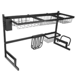 Black Stainless Steel Standing 2-Tier Over The Sink Dish Rack For Kitchen Countertop -FURITURE SALE SHOP black tahanbath dish racks ct cl h21s5y 76 1000