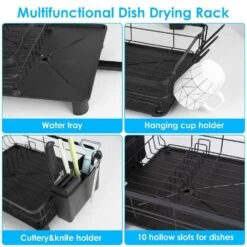 Black Carbon Steel Standing Dish Rack For Kitchen Countertop -FURITURE SALE SHOP black tahanbath dish racks ct cl h73glx 1f 1000