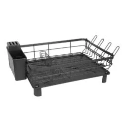 Black Carbon Steel Standing Dish Rack For Kitchen Countertop -FURITURE SALE SHOP black tahanbath dish racks ct cl h73glx fa 1000