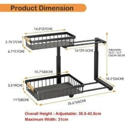 2-Tier Black Stainless Steel Pull Out Dish Rack With Drainboard For Kitchen Storage -FURITURE SALE SHOP black tahanbath dish racks ct cl xf1s12 1f 1000