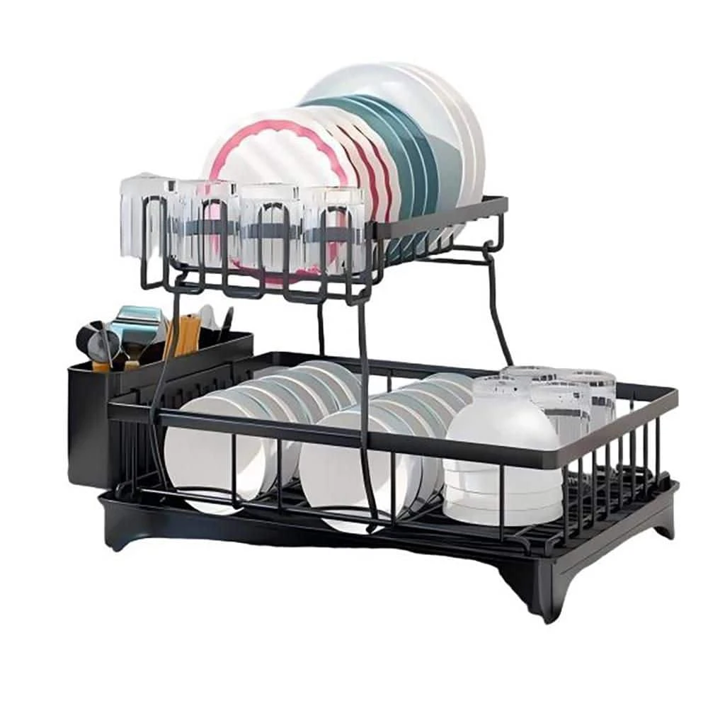 Gold Stainless Steel Standing Dish Rack With Caddy 1 Gold Stainless Steel Standing Dish Rack With Caddy