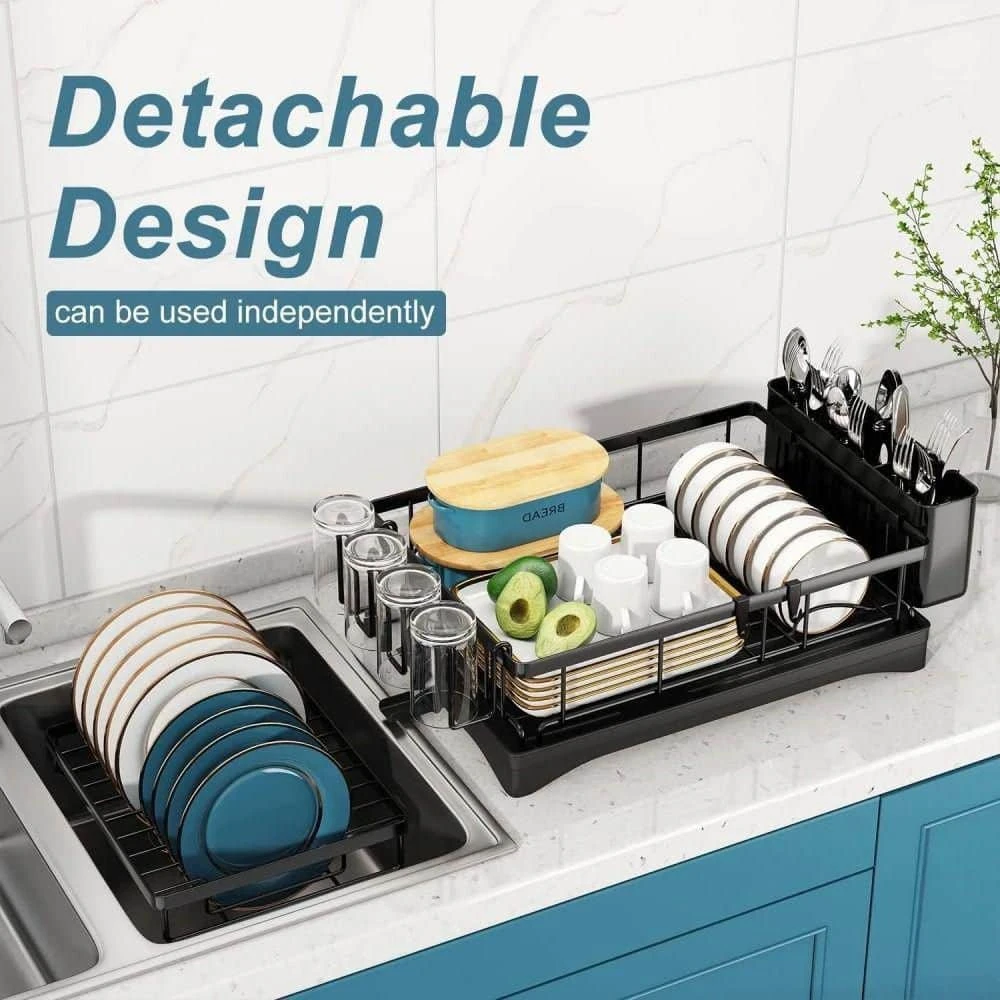 2-Tier Detachable Detachable Dish Drying Rack With Drainboard 4 2-Tier Detachable Detachable Dish Drying Rack With Drainboard - Image 4