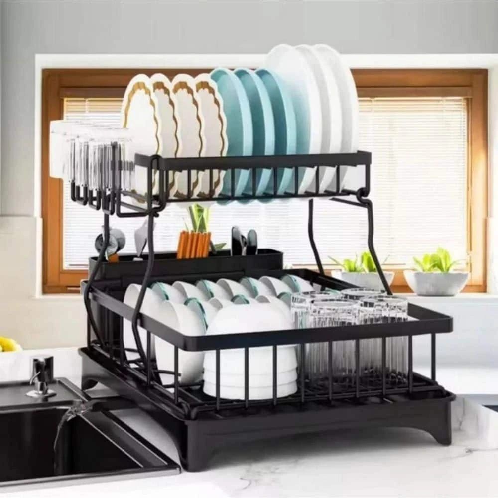 2-Tier Detachable Detachable Dish Drying Rack With Drainboard 8 2-Tier Detachable Detachable Dish Drying Rack With Drainboard - Image 8