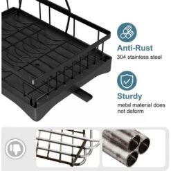 2-Tier Detachable Detachable Dish Drying Rack With Drainboard 14 2-Tier Detachable Detachable Dish Drying Rack With Drainboard -FURITURE SALE SHOP black tahanbath dish racks z d01027hahsw 76 1000