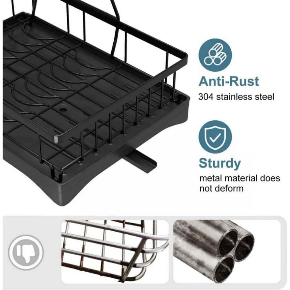 2-Tier Detachable Detachable Dish Drying Rack With Drainboard 7 2-Tier Detachable Detachable Dish Drying Rack With Drainboard - Image 7