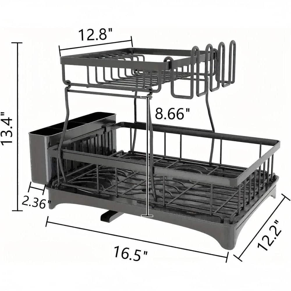 2-Tier Detachable Detachable Dish Drying Rack With Drainboard 2 2-Tier Detachable Detachable Dish Drying Rack With Drainboard - Image 2