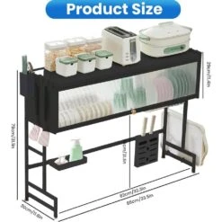 3-Tier Over Sink Dish Rack-33.5" Space-Saving Storage With Cover, Baskets & Utensil Holder (Black) 15 3-Tier Over Sink Dish Rack-33.5" Space-Saving Storage With Cover, Baskets & Utensil Holder (Black) -FURITURE SALE SHOP black tahanbath dish racks z d0102x3jzzw 76 1000