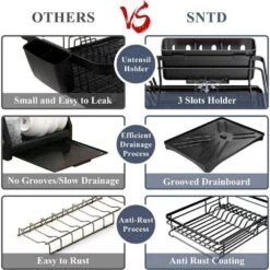 2-Pack Dish Rack And Under Sink Organizer Large Drainboard Plus 2-Tier Pull-Out Cabinet Shelf -FURITURE SALE SHOP black tahanbath dish racks z d0102xf1s12 1f 1000