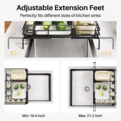Expandable Stainless Steel Dish Rack-Large Over-Sink Drainer With Drainboard & Utensil Holder (Black) -FURITURE SALE SHOP black tahanbath dish racks z d0102xf1sy6 66 1000