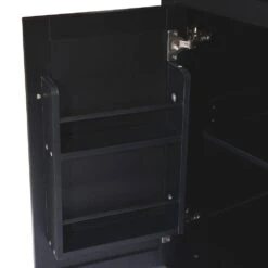 Black Kitchen Cart With Rubber Wood Drop-Leaf Countertop, 3 Drawers, Cabinet Storage And 5 Wheels -FURITURE SALE SHOP black tahanbath kitchen carts z wf298028aab 66 1000