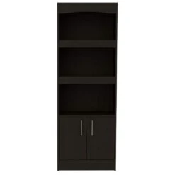 24.88 In. W X 10.35 In. D X 71.10 In. H Black Particle Board Freestanding Linen Cabinet W/3-Shelves In Black