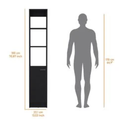 13.03 In. W X 10.43 In. D X 70.87 In. H Black Wood Freestanding Linen Cabinet W/3-Open Shelves And Door In Black 12 13.03 In. W X 10.43 In. D X 70.87 In. H Black Wood Freestanding Linen Cabinet W/3-Open Shelves And Door In Black -FURITURE SALE SHOP black tahanbath linen cabinets ct xl p189937 1f 1000