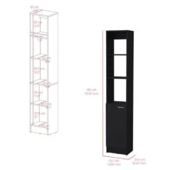 13.03 In. W X 10.43 In. D X 70.87 In. H Black Wood Freestanding Linen Cabinet W/3-Open Shelves And Door In Black 10 13.03 In. W X 10.43 In. D X 70.87 In. H Black Wood Freestanding Linen Cabinet W/3-Open Shelves And Door In Black -FURITURE SALE SHOP black tahanbath linen cabinets ct xl p189937 c3 1000
