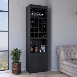 13.30 In. W X 20 In. D X 71.10 In. H Black Particle Board Freestanding Linen Cabinet W/2-Shelves In Black -FURITURE SALE SHOP black tahanbath linen cabinets ct xl s00332 31 1000