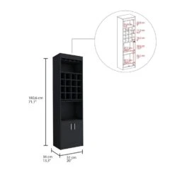 13.30 In. W X 20 In. D X 71.10 In. H Black Particle Board Freestanding Linen Cabinet W/2-Shelves In Black -FURITURE SALE SHOP black tahanbath linen cabinets ct xl s00332 c3 1000