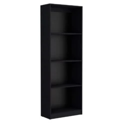 11.70 In. W X 24.70 In. D X 71.10 In. H Black Wood Freestanding Linen Cabinet W/2-Piece Set And 7-Shelves In Black
