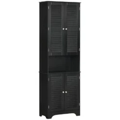 11.75 In. W X 23.50 In. D X 71.75 In. H Black Linen Cabinet
