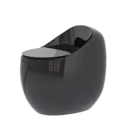1-Piece 1.28 GPF Single Flush Egg Shape Toilet In Glossy Black