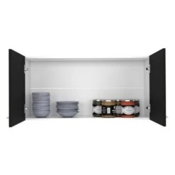 Napoles Wall Cabinet, Two Shelves, Double Door-Black -FURITURE SALE SHOP black tahanbath pantry organizers z b07092103 4f 1000