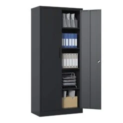 72 In. Tall Locking Metal Cabinet: Garage Tool Storage 4-Shelves And Doors In Black -FURITURE SALE SHOP black tahanbath pantry organizers z b097p167439 4f 1000