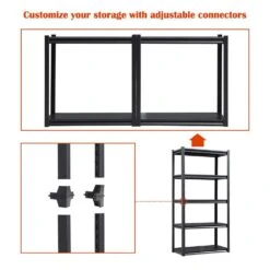 5-Tier Heavy-Duty Metal Storage Shelves: 2000 Lbs. Capacity, Adjustable For Garage And More In Sleek Black 16 5-Tier Heavy-Duty Metal Storage Shelves: 2000 Lbs. Capacity, Adjustable For Garage And More In Sleek Black -FURITURE SALE SHOP black tahanbath pantry organizers z ct 16080b5 1f 1000
