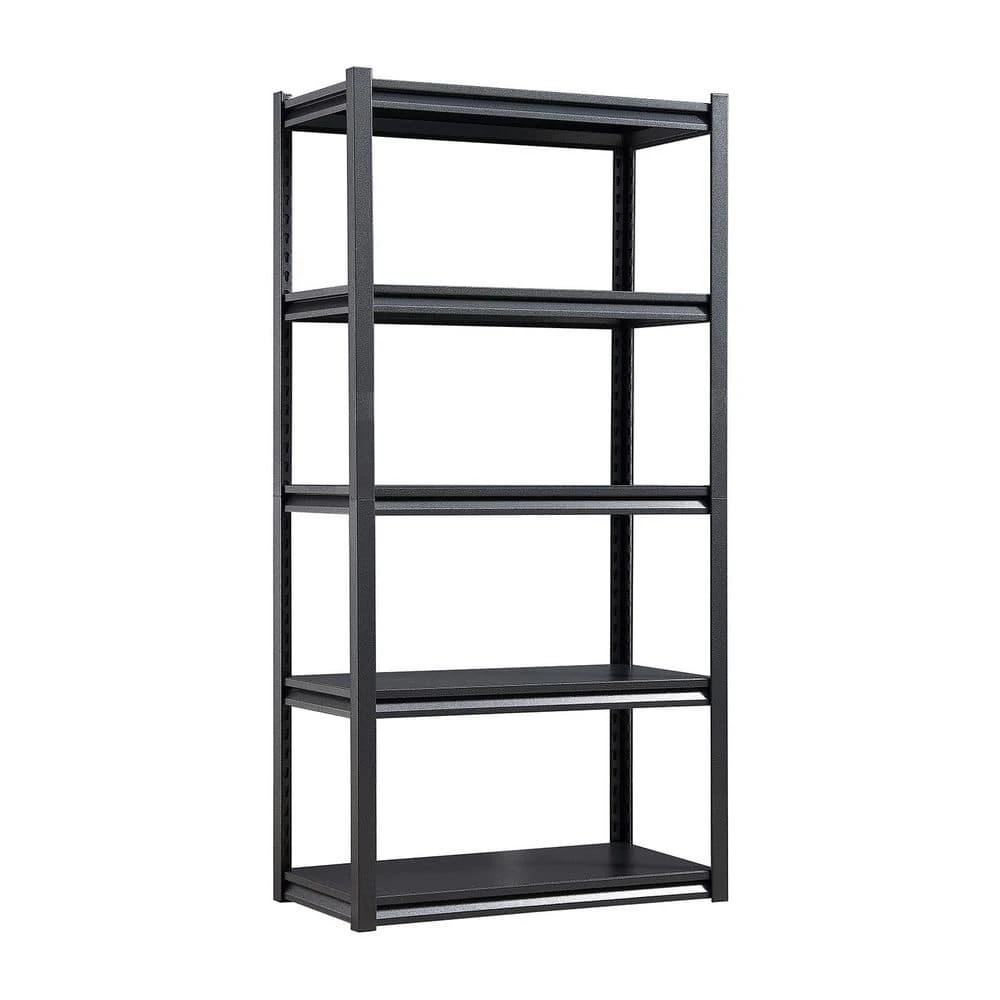 5-Tier Heavy-Duty Metal Storage Shelves: 2000 Lbs. Capacity, Adjustable For Garage And More In Sleek Black 1 5-Tier Heavy-Duty Metal Storage Shelves: 2000 Lbs. Capacity, Adjustable For Garage And More In Sleek Black