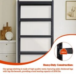 5-Tier Heavy-Duty Metal Storage Shelves: 2000 Lbs. Capacity, Adjustable For Garage And More In Sleek Black 13 5-Tier Heavy-Duty Metal Storage Shelves: 2000 Lbs. Capacity, Adjustable For Garage And More In Sleek Black -FURITURE SALE SHOP black tahanbath pantry organizers z ct 16080b5 66 1000