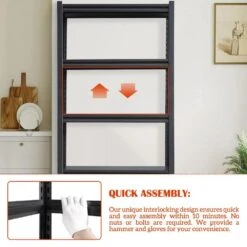 5-Tier Heavy-Duty Metal Storage Shelves: 2000 Lbs. Capacity, Adjustable For Garage And More In Sleek Black 19 5-Tier Heavy-Duty Metal Storage Shelves: 2000 Lbs. Capacity, Adjustable For Garage And More In Sleek Black -FURITURE SALE SHOP black tahanbath pantry organizers z ct 16080b5 76 1000