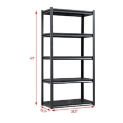5-Tier Heavy-Duty Metal Storage Shelves: 2000 Lbs. Capacity, Adjustable For Garage And More In Sleek Black 14 5-Tier Heavy-Duty Metal Storage Shelves: 2000 Lbs. Capacity, Adjustable For Garage And More In Sleek Black -FURITURE SALE SHOP black tahanbath pantry organizers z ct 16080b5 c3 1000